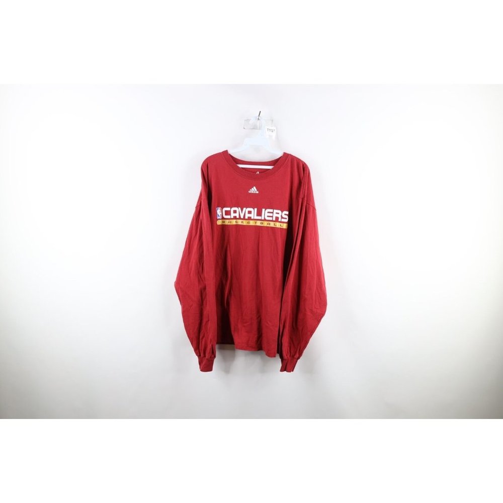 Vtg Adidas Mens 2XL Faded Cleveland Cavaliers Basketball Long Sleeve T-Shirt Red - Picture 1 of 9